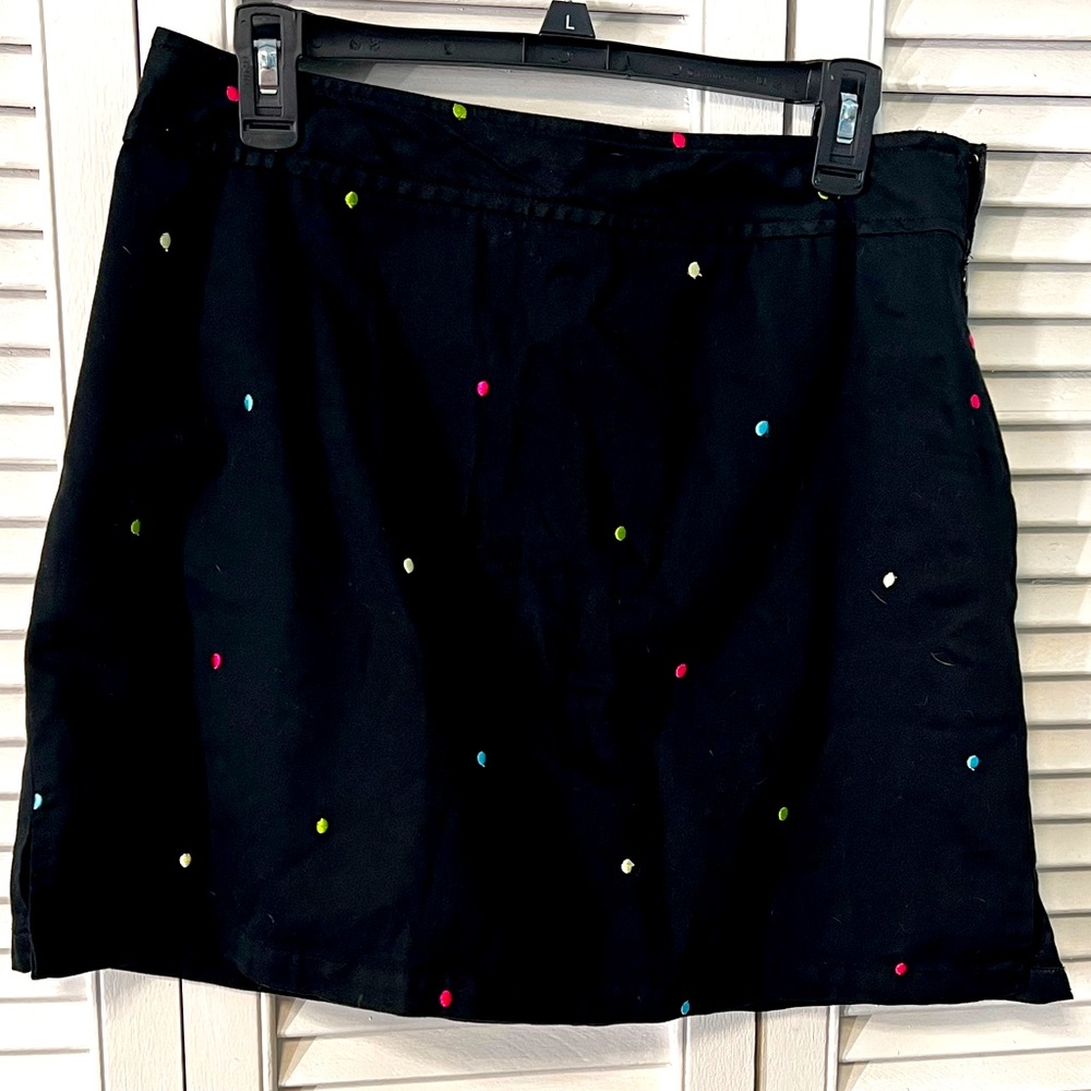 Classic elements skorts black with different colored dots size 10